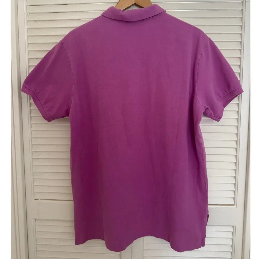 Ralph Lauren Purple Short Sleeve Pony Custom Fit Polo Size XL Preppy Vintage